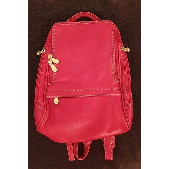 Le Donne Red Leather Mid Size Woman's Backpack/Purse Colombian Leather Bag - Picture 1 of 8